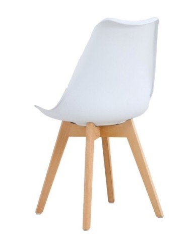 Silla TORRE 4P ( SU ), madera, polipropileno y cojín blanco