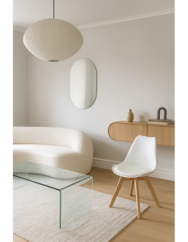 Silla TORRE 4P ( SU ), madera, polipropileno y cojín blanco