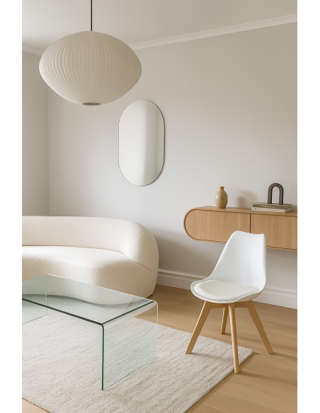 Silla TORRE 4P ( SU ), madera, polipropileno y cojín blanco