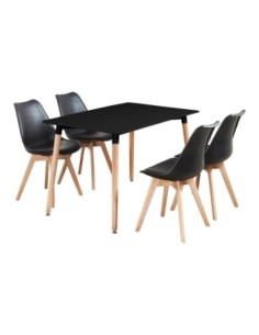 Silla TORRE 4P ( SU ), madera, polipropileno y cojín negro