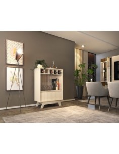 Vitrina BREST, cristal, blanco roto