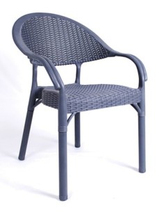 Sillón TORREMOLINOS, apilable, patas metálicas, polipropileno gris oscuro