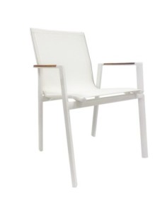 Sillón ROSAURO, apilable, aluminio, textilene blanco