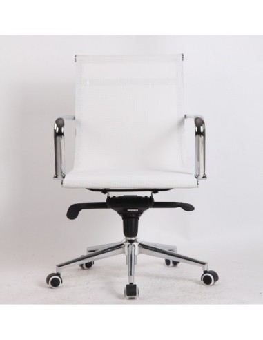 Sillón de oficina MAX NEW, giratorio, malla blanca