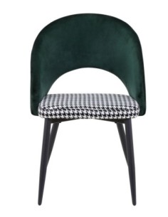 Silla CLEO, metal, tapizado verde con pata de gallo 2