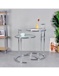 Mesa EG NEW, regulable, acero inoxidable y cristal, 50 cms de diámetro 2