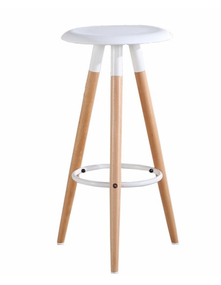 Taburete OTILIO NEW, madera, polipropileno blanco