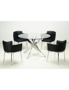 Mesa CHANTAL 100, cromada, cristal, 100 cms diámetro 2