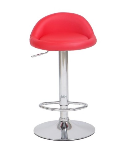 Taburete ALIVERI, cromado, similpiel roja