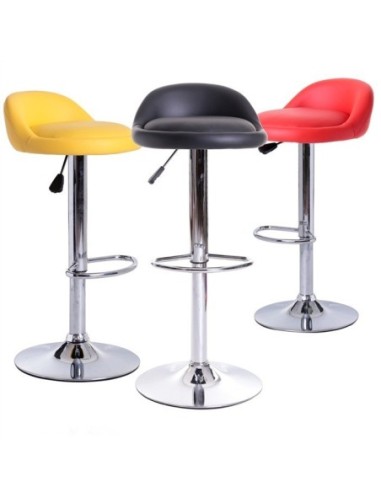 Taburete ALIVERI, cromado, similpiel roja