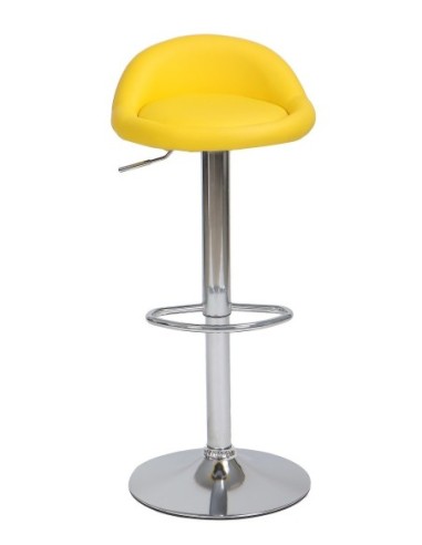 Taburete ALIVERI, cromado, similpiel amarilla