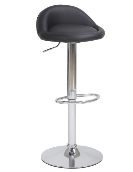 Taburete ALIVERI, cromado, similpiel negra