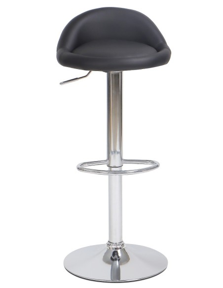 Taburete ALIVERI, cromado, similpiel negra