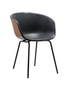 Sillón MISSOURI, metal, similpiel cuero marrón y negro