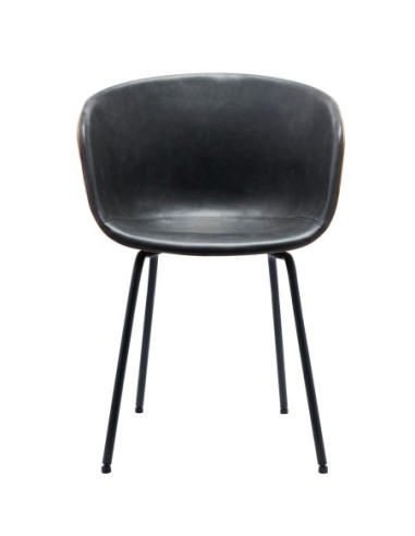 Sillón MISSOURI, metal, similpiel cuero marrón y negro