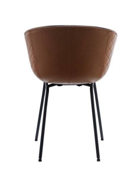 Sillón MISSOURI, metal, similpiel cuero marrón y negro