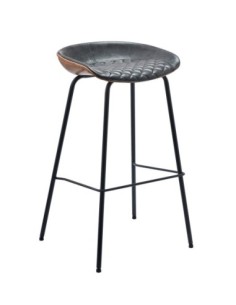 Taburete MISSOURI, metal, similpiel cuero marrón y negro