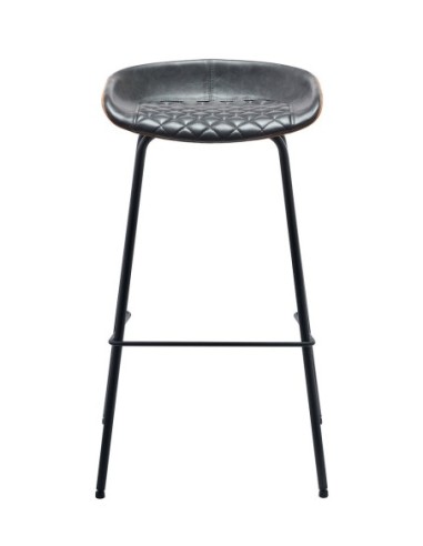 Taburete MISSOURI, metal, similpiel cuero marrón y negro