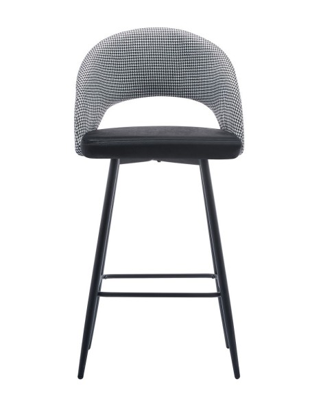 Taburete CLEO, metal, tapizado pata de gallo con negro
