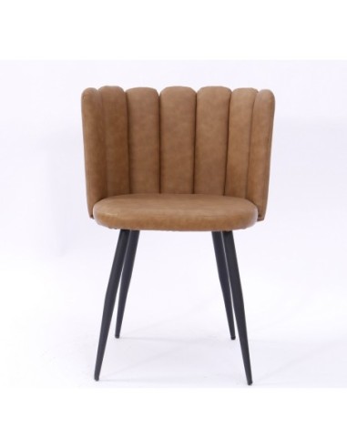 Silla RAMSÉS, metal, tapizado similpiel marrón claro