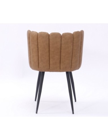 Silla RAMSÉS, metal, tapizado similpiel marrón claro