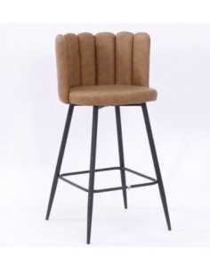 Taburete RAMSES, metal, tapizado similpiel marrón claro