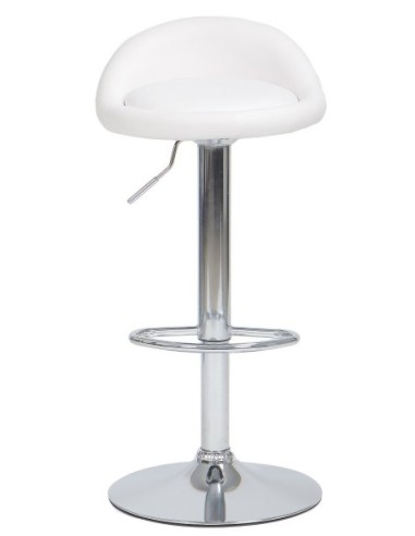 Taburete ALIVERI, cromado, similpiel blanca