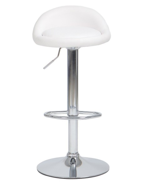 Taburete ALIVERI, cromado, similpiel blanca