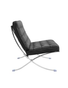 Silla BARNA (T), diseño, acero inoxidable, piel top negra 2