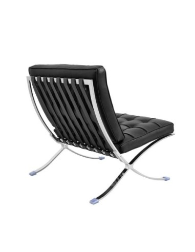 Silla BARNA (T), diseño, acero inoxidable, piel top negra