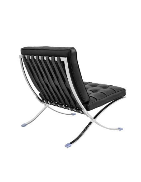 Silla BARNA (T), diseño, acero inoxidable, piel top negra