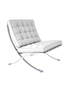 Silla BARNA (T), diseño, acero inoxidable, piel top blanca