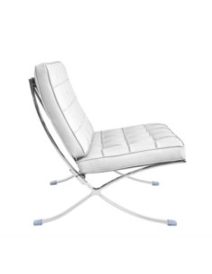 Silla BARNA (T), diseño, acero inoxidable, piel top blanca 2