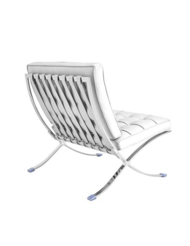Silla BARNA (T), diseño, acero inoxidable, piel top blanca
