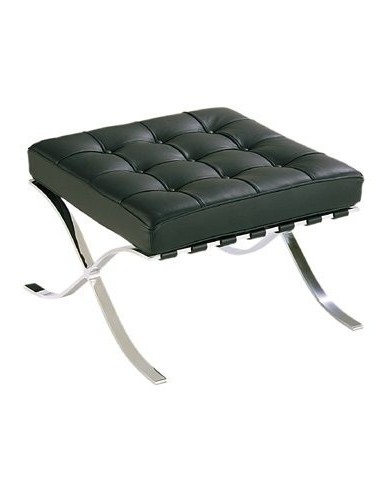 Ottoman BARNA (T), acero inoxidable, piel top negra