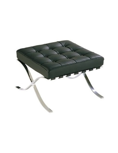 Ottoman BARNA (T), acero inoxidable, piel top negra