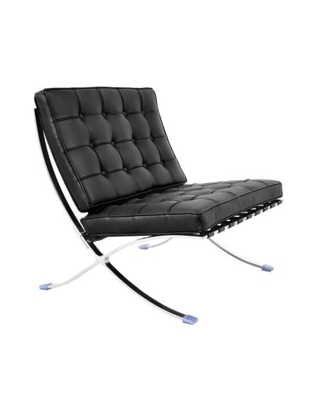 Silla BARNA (T), diseño, acero inoxidable, similpiel negra