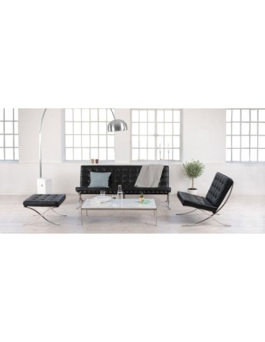 Ottoman BARNA (T), acero inoxidable, similpiel negra