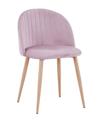 Silla VELVET NEW, patas metálicas, terciopelo rosa 25