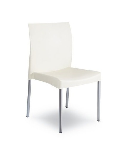 Silla SANDRA, aluminio, polipropileno blanca*