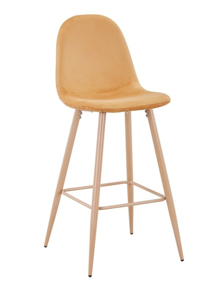 Taburete EPOQUE NEW, patas metálicas, terciopelo amarillo mostaza 42