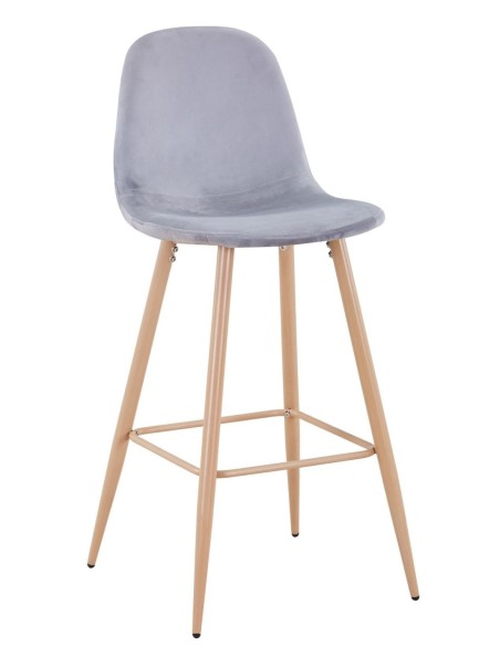 Taburete EPOQUE NEW, patas metálicas, terciopelo gris 19