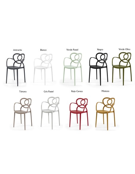 Sillón LOVE, apilable,  polipropileno antracita