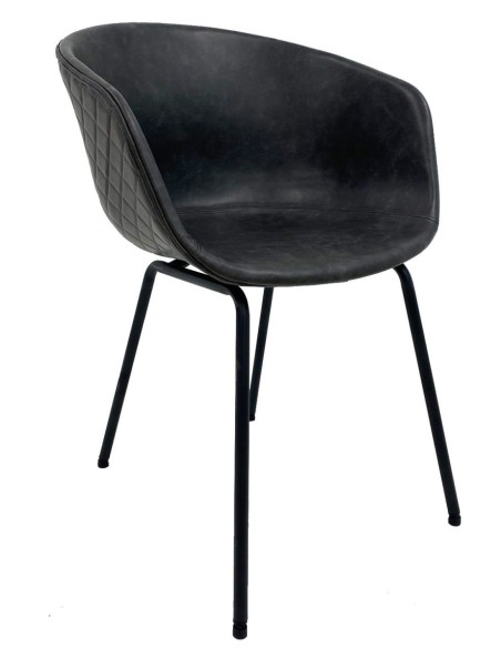 Sillón MISSOURI, metal, similpiel negra