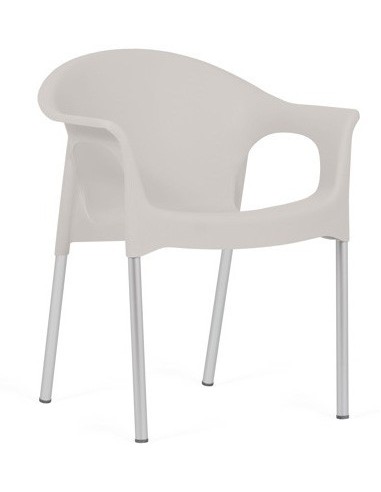 Sillón NILO, aluminio, apilable, polipropileno gris claro*