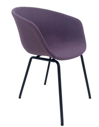 Sillón KIEL, metal, tapizado tejido rosa