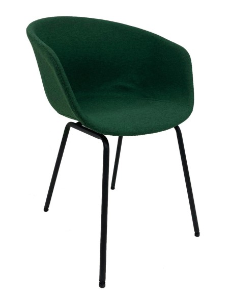 Sillón KIEL, metal, tapizado tejido verde